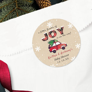 Little Bundle of Joy   KerstBaby shower Ronde Sticker