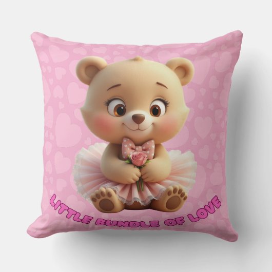 Little Bundle of Love – Cute Baby Bear in Tutu Kussen (Voorkant)