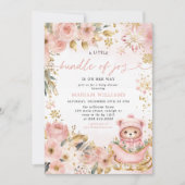 Little Bundle Pink Floral Beer Baby shower Kaart (Voorkant)