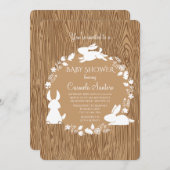 Little Bunnies Brown Uitnodiging (Voorkant / Achterkant)