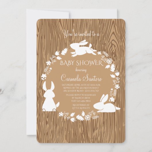 Little Bunnies Brown Uitnodiging (Voorkant)