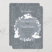 Little Bunnies Grey Uitnodiging (Voorkant / Achterkant)