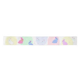 Little bunnies pink, rose, white on satin ribbon s satijnen lint