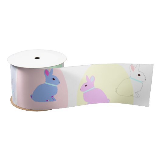 Little bunnies pink, rose, white on satin ribbon s satijnen lint (Spoel)