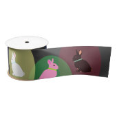 Little bunnies pink, rose, white on satin ribbon satijnen lint (Spoel)