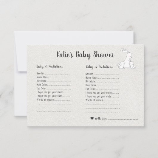 Little Bunnies | Twins Baby shower Guessing spel Kaart (Voorkant)
