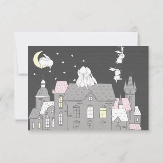 Little Bunnies | Twins Baby shower Guessing spel Kaart (Achterkant)