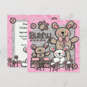 Little Bunnies verjaardagsuitnodiging Kaart (Voorkant / Achterkant)