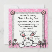 Little Bunnies verjaardagsuitnodiging Kaart (Achterkant)
