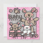 Little Bunnies verjaardagsuitnodiging Kaart (Voorkant)