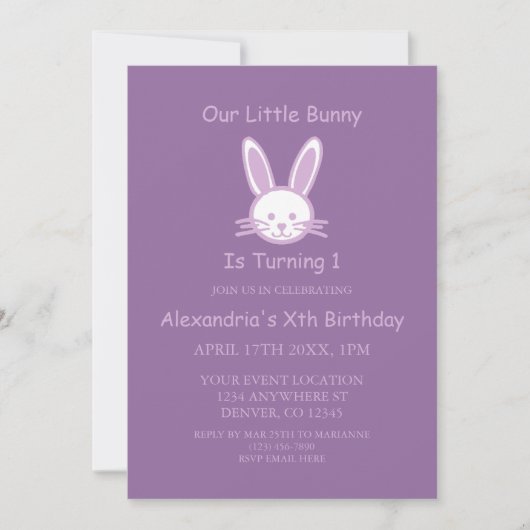 Little Bunny 1st Birthday Kaart (Voorkant)