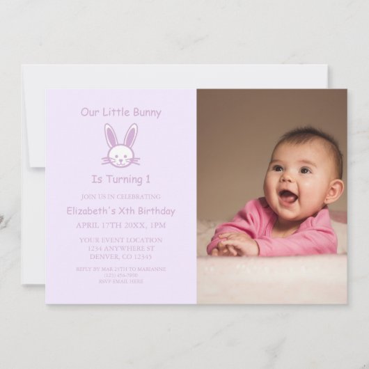 Little Bunny 1st Birthday Kaart (Voorkant)