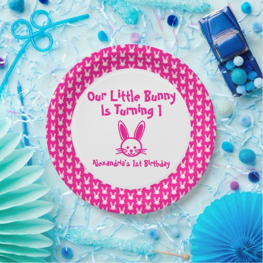 Little Bunny 1st Birthday Papieren Bordje (Feest)