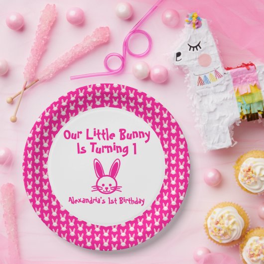 Little Bunny 1st Birthday Papieren Bordje (Feest)