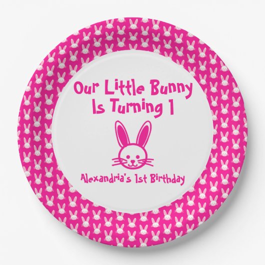 Little Bunny 1st Birthday Papieren Bordje (Voorkant)