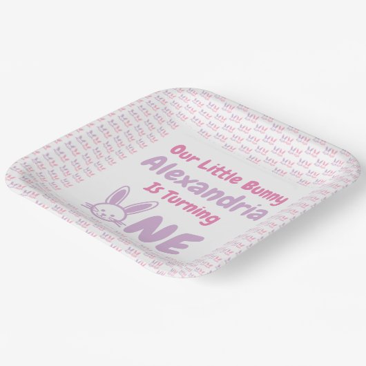 Little Bunny 1st Birthday Papieren Bordje (Gebogen)
