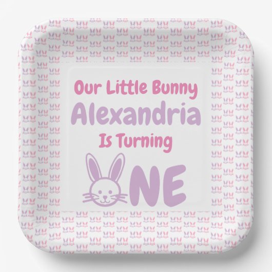 Little Bunny 1st Birthday Papieren Bordje (Voorkant)