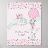 Little Bunny and Balloon Baby shower Treat Poster (Voorkant)