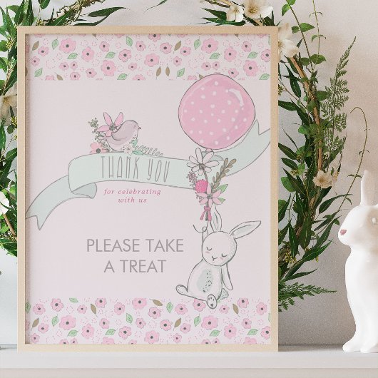 Little Bunny and Balloon Baby shower Treat Poster