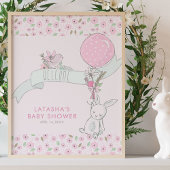 Little Bunny and Balloon Baby shower Welcome Poster