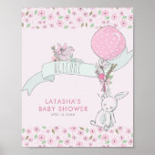 Little Bunny and Balloon Baby shower Welcome Poster (Voorkant)