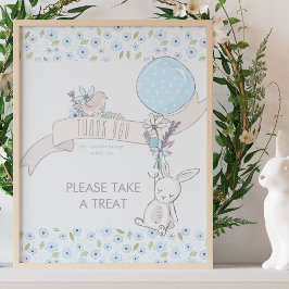 Little Bunny and Balloon Boy Baby shower Treat Poster