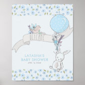Little Bunny and Balloon Boy Baby shower Welcome Poster (Voorkant)