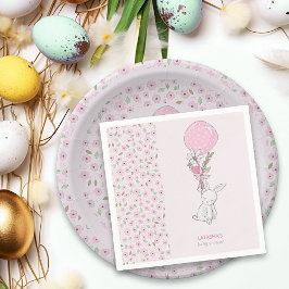 Little Bunny and Balloon Girly Pink Baby shower Servet