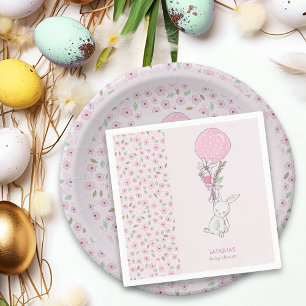 Little Bunny and Balloon Girly Pink Baby shower Servet