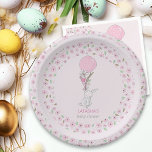 Little Bunny and Balloon Pink Girl Baby shower Papieren Bordje<br><div class="desc">Little Bunny and Balloon Baby shower paper bord - of pas de formulering aan voor je baby sprinkhaan,  sekse onthullen,  enz. Het ontwerp bevat grenzen van donkerroze doodle bloemen met een schattig konijn met een roze ballon en een kleine bloemen.</div>