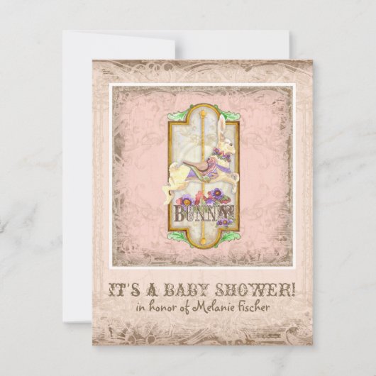 Little Bunny Baby Meisje Circus Carrousel Kunst Kaart (Voorkant)