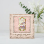 Little Bunny Baby Meisje Circus Carrousel  Kunst Kaart (Staand voorkant)