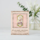 Little Bunny Baby Meisje Circus Carrousel  Kunst Uitnodiging Briefkaart (Staand voorkant)