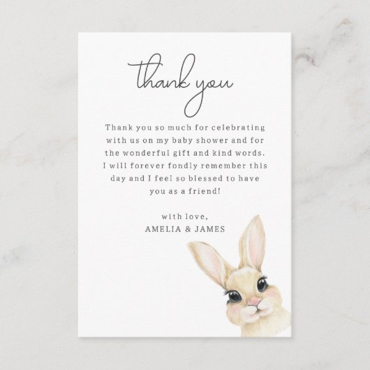 Little Bunny Baby shower Bedankt Card Informatiekaartje (Voorkant)