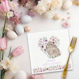 Little Bunny Baby shower Floral Love Heart Servet