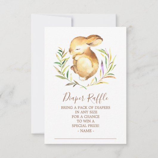 Little Bunny Baby shower Luier Raffle Ticket Kaart (Voorkant)