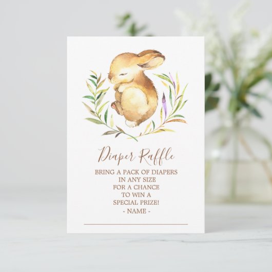 Little Bunny Baby shower Luier Raffle Ticket Kaart (Staand voorkant)