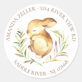 Little Bunny Baby shower retour adreslabel Ronde Sticker