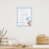 Little Bunny Blue 1st Birthday Welcome Sign Poster (Keuken)