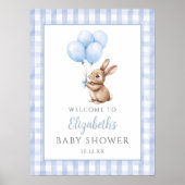 Little Bunny Blue Baby shower Welkomstbord Poster (Voorkant)