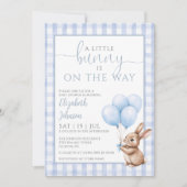 Little Bunny Blue Balloons Boy Baby shower Kaart (Voorkant)