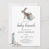 Little Bunny Boho Dust Blue Flowers Baby shower Kaart (Voorkant)