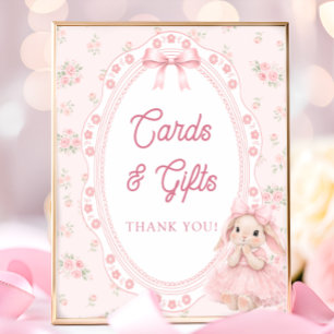 Little Bunny Bow Baby Shower Kaarten en Cadeaus Poster