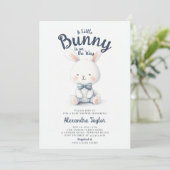 Little Bunny Bow Stropdas Navy White Baby Boy Show Kaart (Staand voorkant)