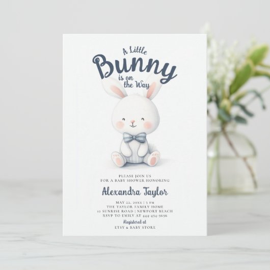 Little Bunny Bow Stropdas Navy White Baby Boy Show Kaart (Staand voorkant)