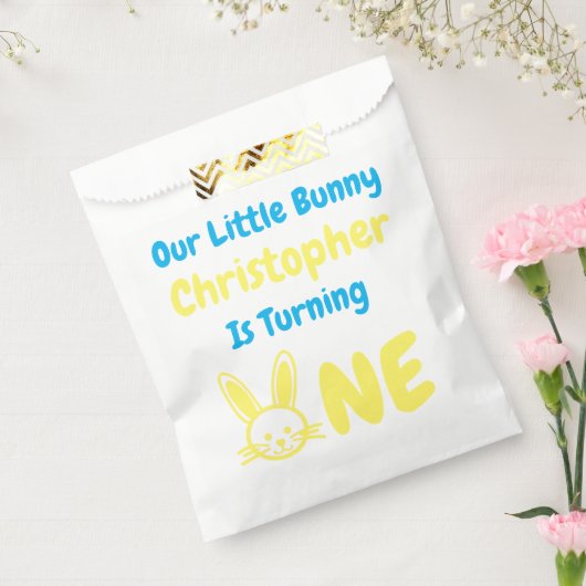 Little Bunny Boy 1st Birthday Bedankzakje (Gezegeld)