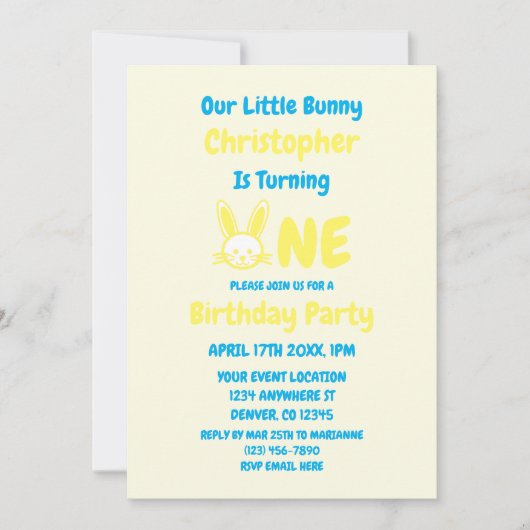 Little Bunny Boy 1st Birthday Kaart (Voorkant)