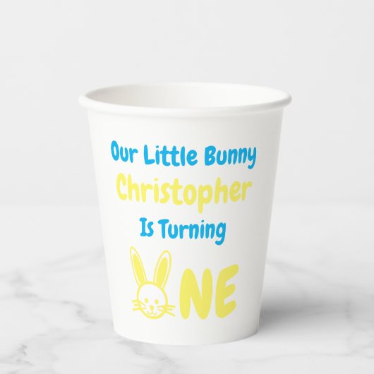 Little Bunny Boy 1st Birthday Papieren Bekers (Voorkant)