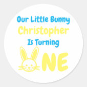 Little Bunny Boy 1st Birthday Ronde Sticker (Voorkant)