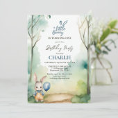 Little Bunny Boy Draaien Een Waterverf Verjaardag Kaart (Staand voorkant)